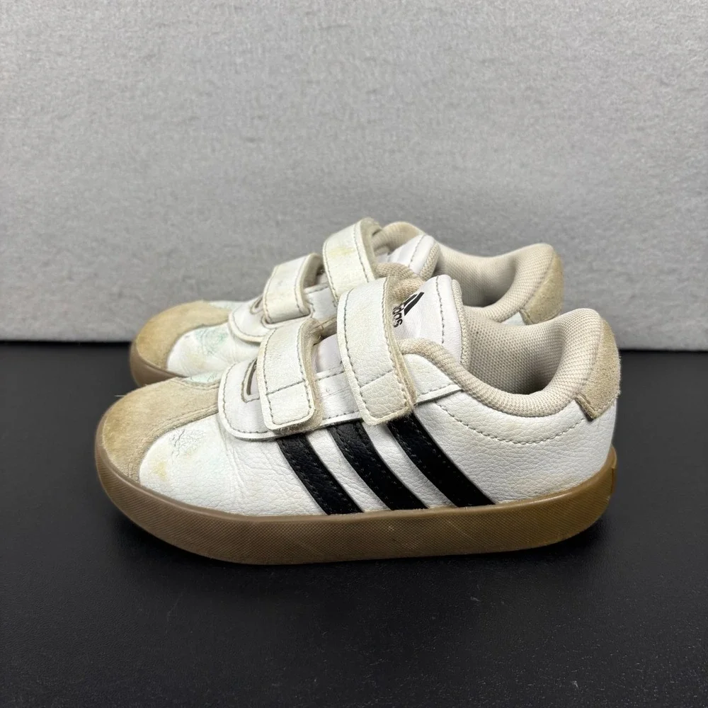 Adidas‎ VL Court 3.0 Hook & Loop No Tie Sneakers Shoes Toddler Size 10K White
